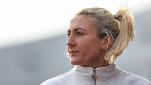 Becky Langley watches on from the sidelines