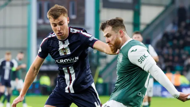 Dundee's Ryan Astley and Hibs Nicky Cadden