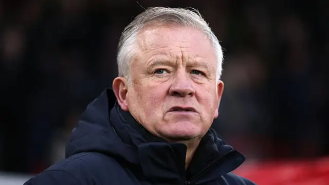 Sheffield United manager Chris Wilder studies the play from the touchline