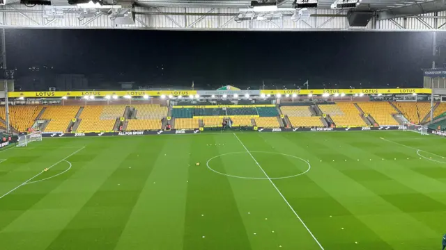 Carrow Road in the rain