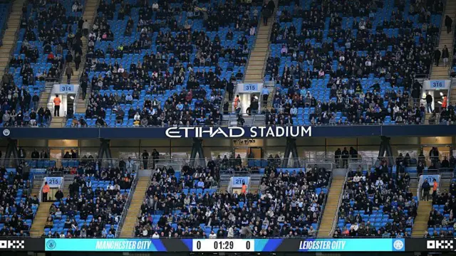 Seats are left empty at the start of the match due to ticket price protest