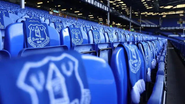 Seats with Everton scarves on