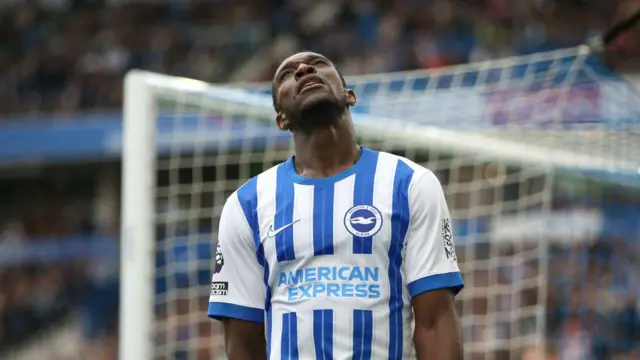 Danny Welbeck of Brighton & Hove Albion reacts during the Premier League match between Brighton & Hove Albion FC and Nottingham Forest FC at Amex Stadium 