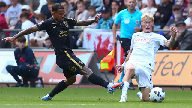Action from Swansea's friendly against Lorient