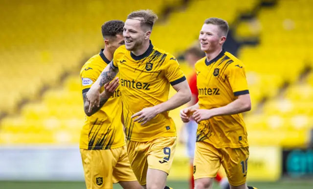 Bruce Anderson celebrates his winning goal for Livingston