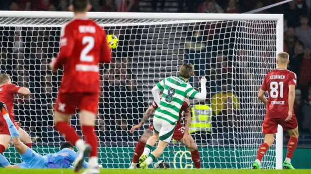 Kyogo scores against Aberdeen