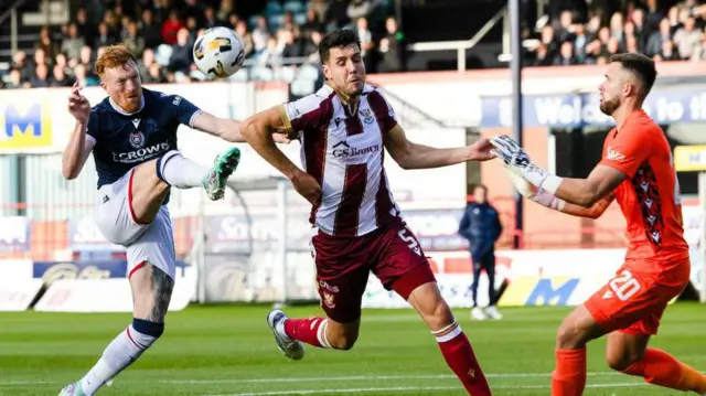 Simon Murray scores Dundee's goal against St Johnstone at Dens Park