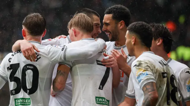 Swansea players celebrate against Bristol City