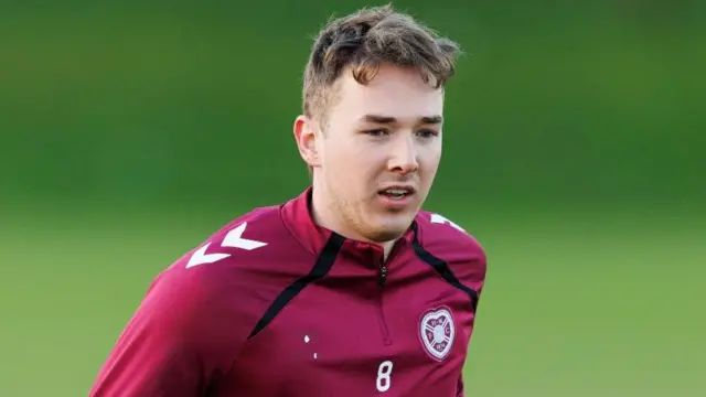 Hearts midfielder Calem Nieuwenhof 