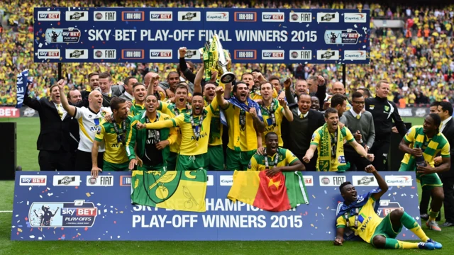 Norwich celebrate at Wembley