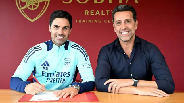 Mikel Arteta and Edu