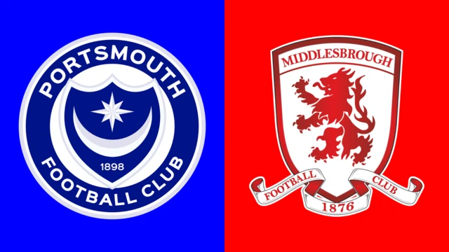 Side-by-side of Portsmouth and Middlesbrough club badges