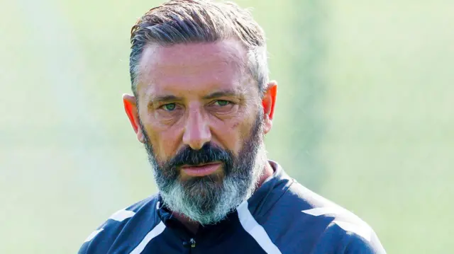 Derek McInnes during a Hearts training session 