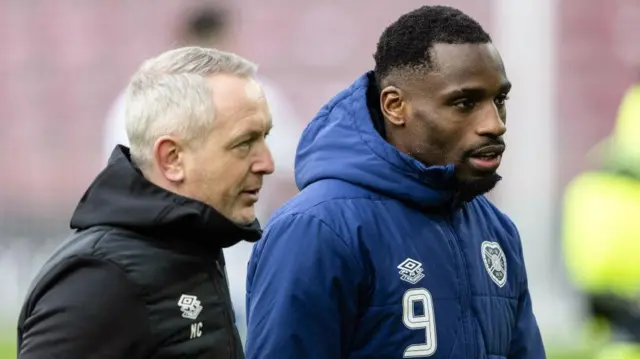 Hearts' Neil Critchley and Elton Kabangu