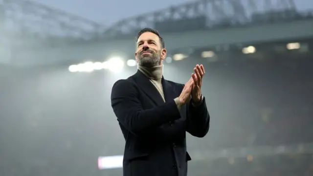 Ruud van Nistelrooy applauds the Manchester United fans