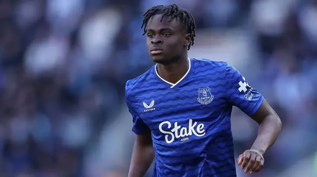 Tyrique George on the pitch for Everton
