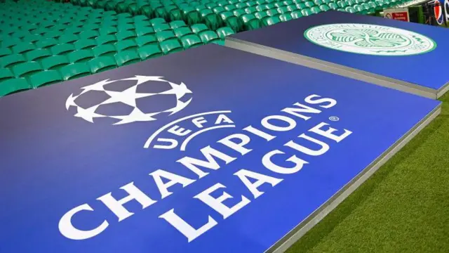 Champions League flag at Celtic Park