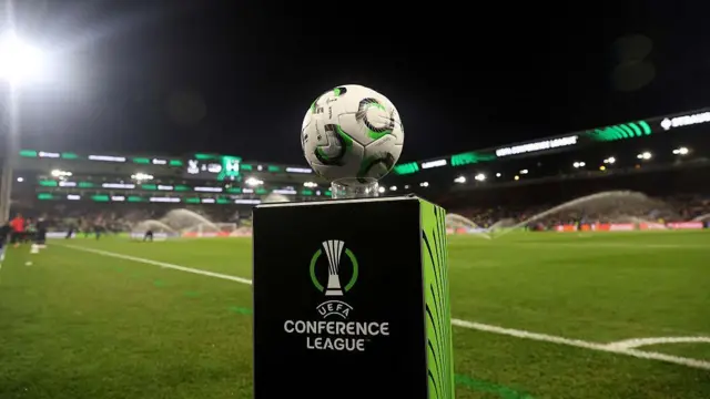 Conference League match ball & branding at Selhurst Park