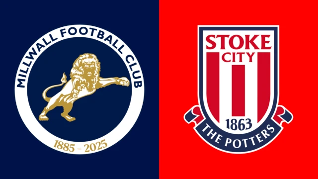 The club badges of Millwall and Stoke City