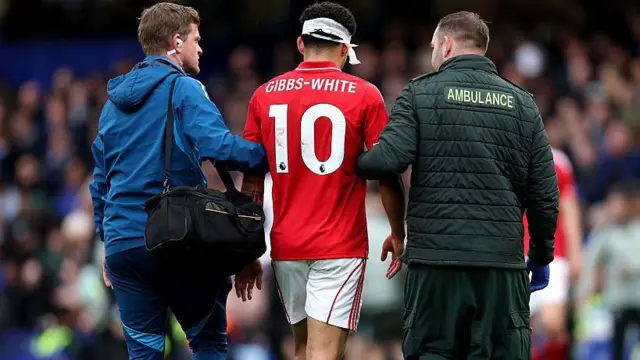 Morgan Gibbs-White of Nottingham Forest walks off