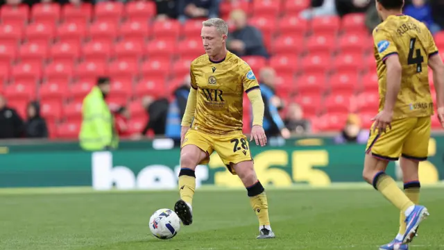 Midfielder Adam Forshaw traps the ball for Blackburn Rovers against Stoke City