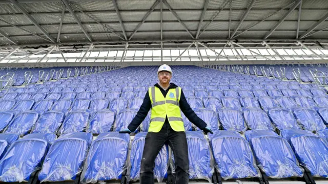 Aidan Miller in Everton's new Bramley Moore Dock Stadium