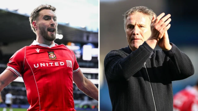 Wrexham striker Sam Smith and manager Phil Parkinson