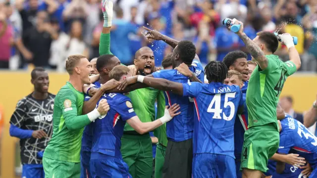 Chelsea players celebrate after winning Club World Cup