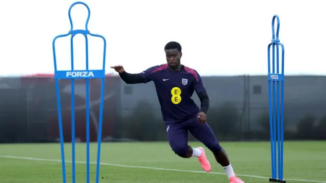 Marc Guehi of England runs during a training session at Spa & Golf Resort Weimarer Land on June 12, 2024