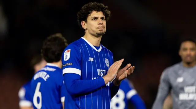 Yousef Salech applauds Cardiff fans 