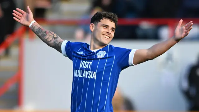 Cardiff City's Alex Robertson celebrates