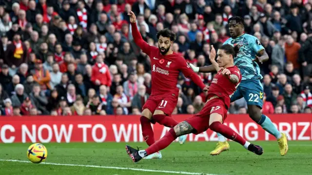 Darwin Nunez scores for Liverpool against Southampton