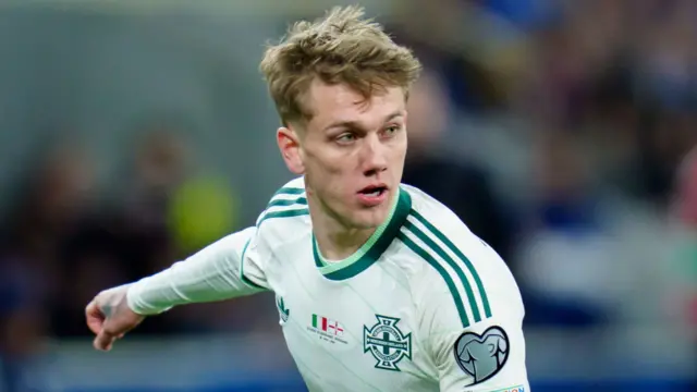 Ethan Galbraith playing for Northern Ireland