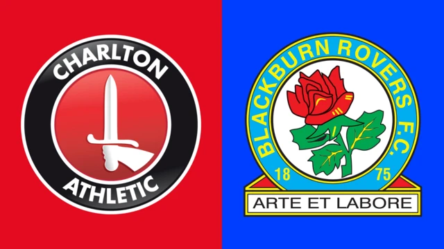 Side-by-side of Charlton Athletic and Blackburn Rovers club badges