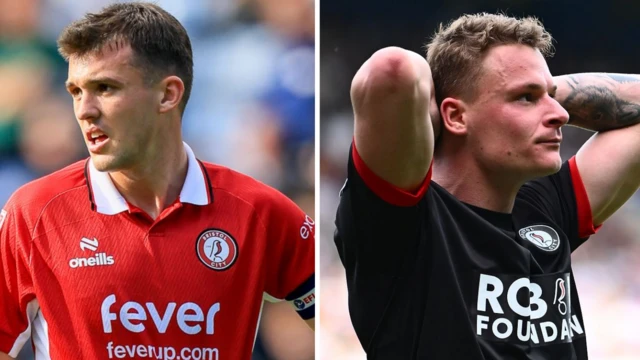 A side-by-side image of Bristol City's Jason Knight and Cameron Pring