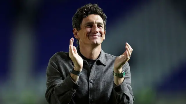 Keith Andrews, manager of Brentford, celebrates