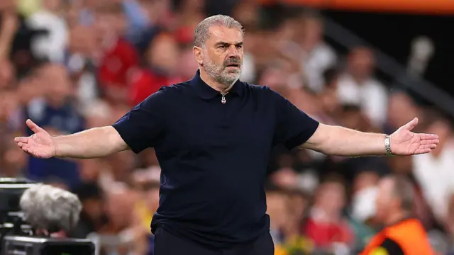 Ange Postecoglou reacts on the sidelines