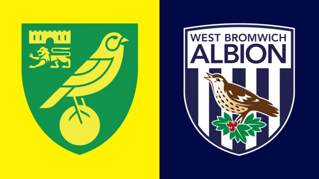 Side-by-side of Norwich City and West Bromwich Albion club badges