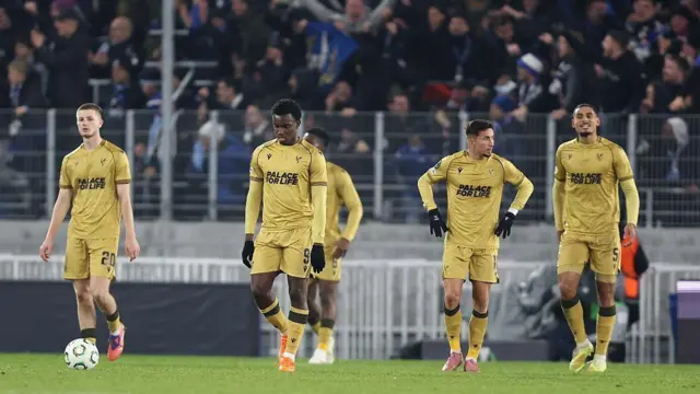 Eddie Nketiah, Adam Wharton & Yeremi Pino of Crystal Palace look dejected