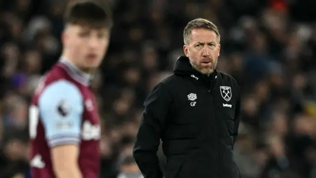 Graham Potter looks on during the game against Leicester