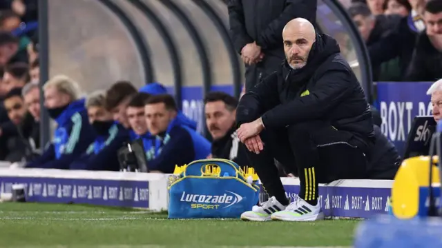 Enzo Maresca the head coach / manager of Leicester City during the Sky Bet Championship match between Leeds United and Leicester City at Elland Road 