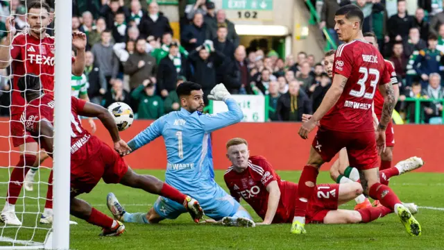 Aberdeen's Duk clears off the line