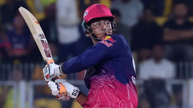 Vaibhav Sooryavanshi hits out during his innings for Rajasthan Royals