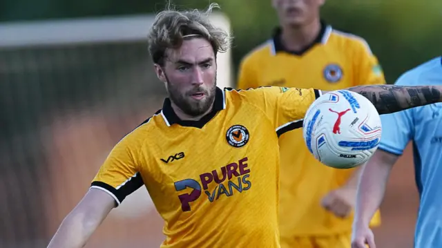 Lewis Jamieson in action for Newport County