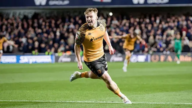Joe Gelhardt of Hull City celebrates