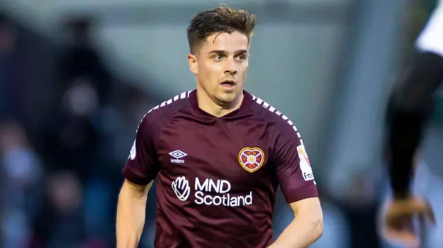 earts' Cammy Devlin in action during a cinch Premiership match between St Mirren and Heart of Midlothian at the SMiSA Stadium