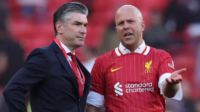 Liverpool sporting director Richard Hughes and Reds manager Arne Slot