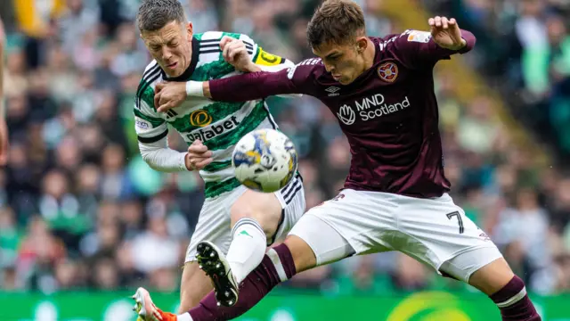 Celtic's Callum McGregor and Hearts' Kenneth Vargas 