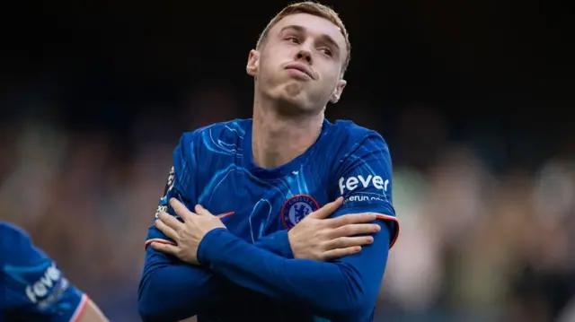 Cole Palmer celebrates scoring against Newcastle