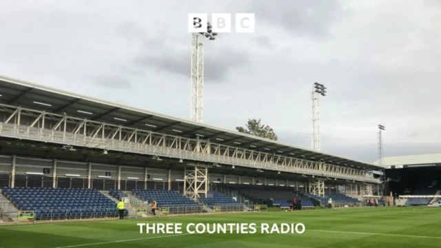 Three Counties Radio image with Kenilworth Road in the background